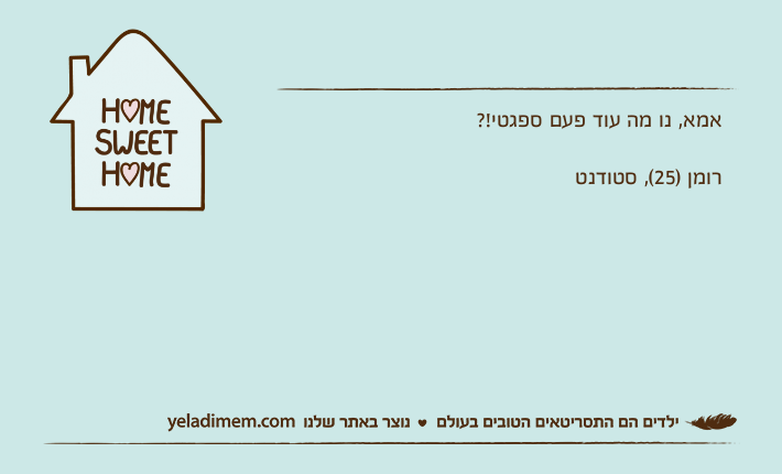 אמא, נו מה עוד פעם ספגטי!?רומן )25(, סטודנט
