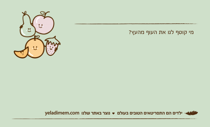 מי קוטף לנו את העוף מהעץ?
