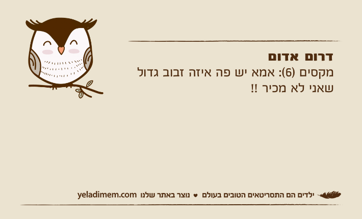 דרום אדוםמקסים )6(: אמא יש פה איזה זבוב גדול שאני לא מכיר !!