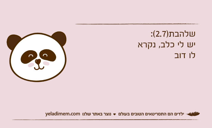 שלהבת)2.7(:יש לי כלב, נקרא לו דוב